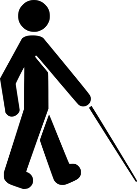 Piktogramm Stichmännchen mit Blindenstock