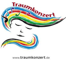 gezeichneter Frauenkopf mit geschwungenen bunten Haaren als Notenzeilen