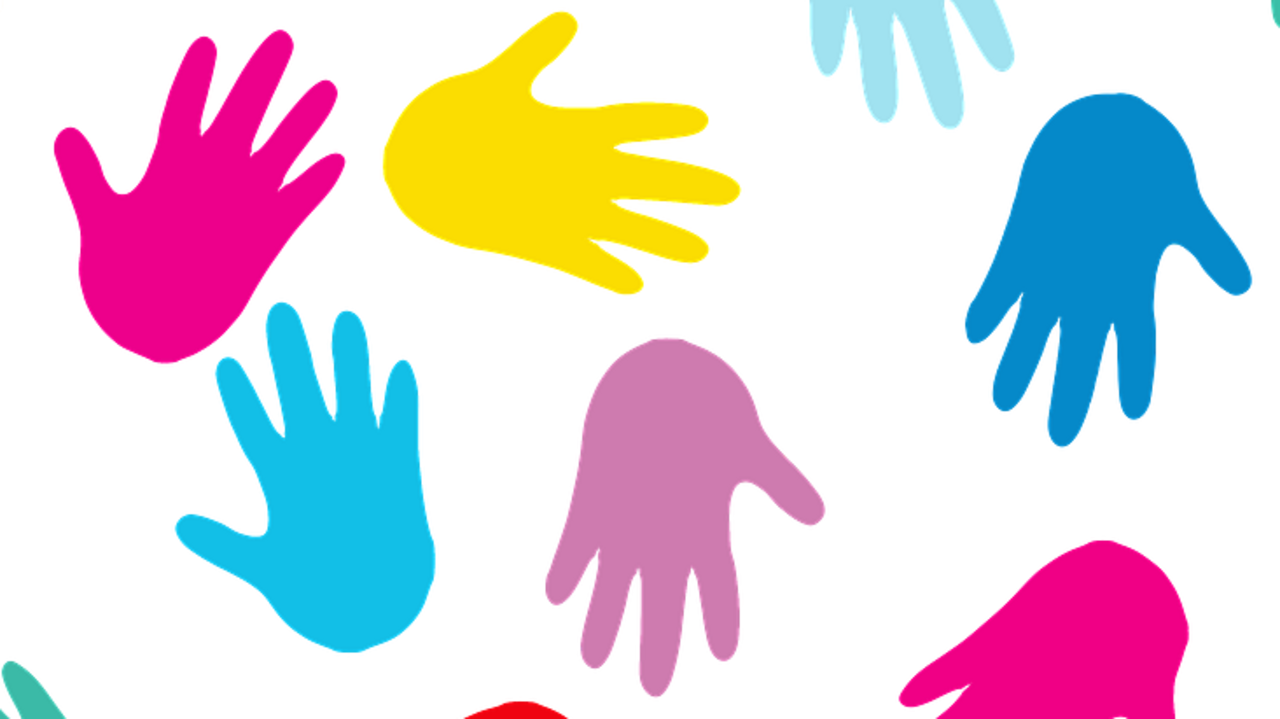 Handabdrücke bunt Handabdrücke in bunter Farbe als Grafik